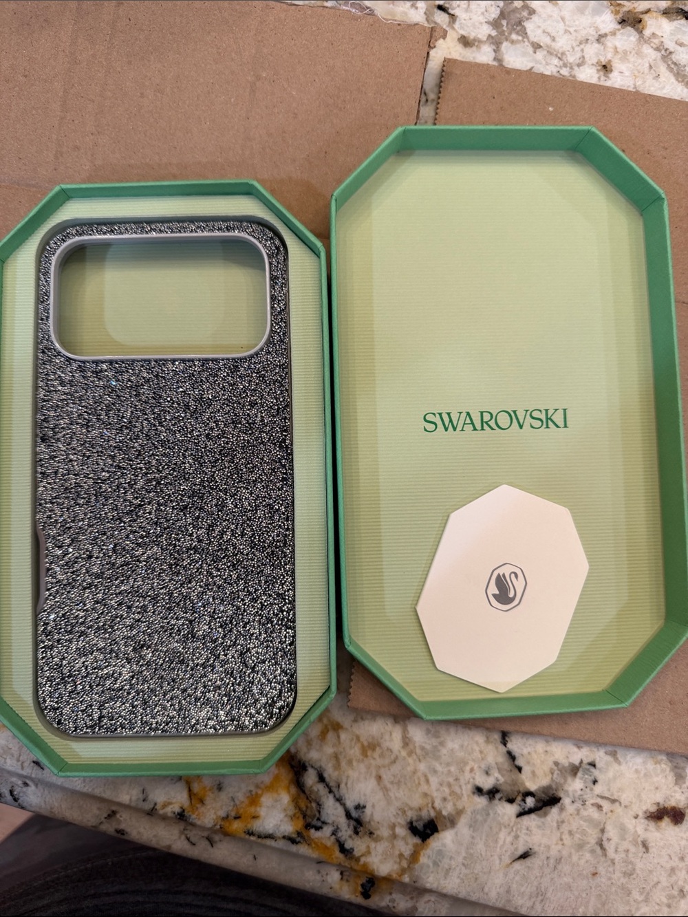 Swarovski Silver Glitter Phone Case for Large Camera Cutout 17 pro max